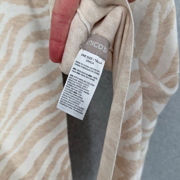 Chicos Tiger Print Knit Hat and Wrap Scarf Set One Size Cream Tan Soft Animal - Picture 5 of 9